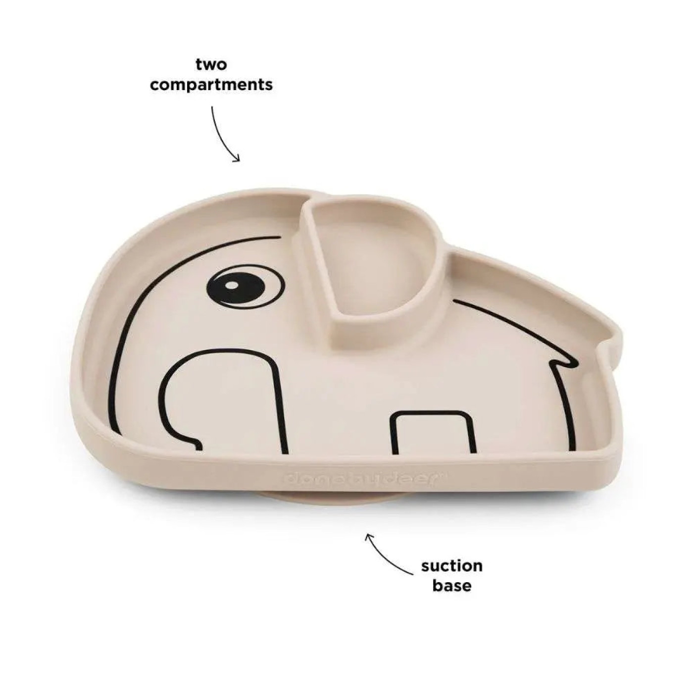 Done by Deer - Elphee - Vakumlu Bölmeli Silikon Tabak - Bej