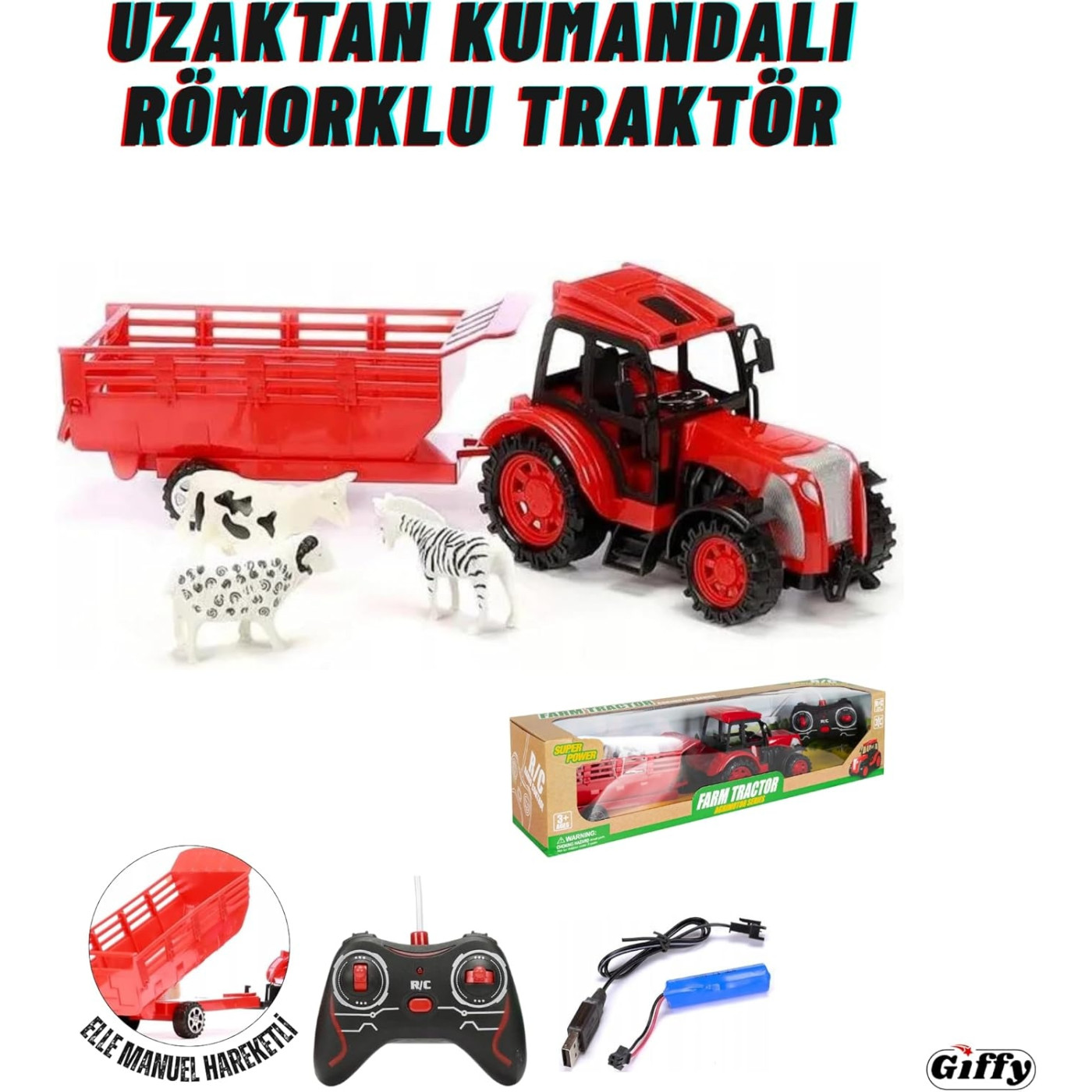 Uzaktan Kumandalı Römorklu Çiftçi Traktör Uzaktan Kumandalı Römorklu Çiftçi Traktör