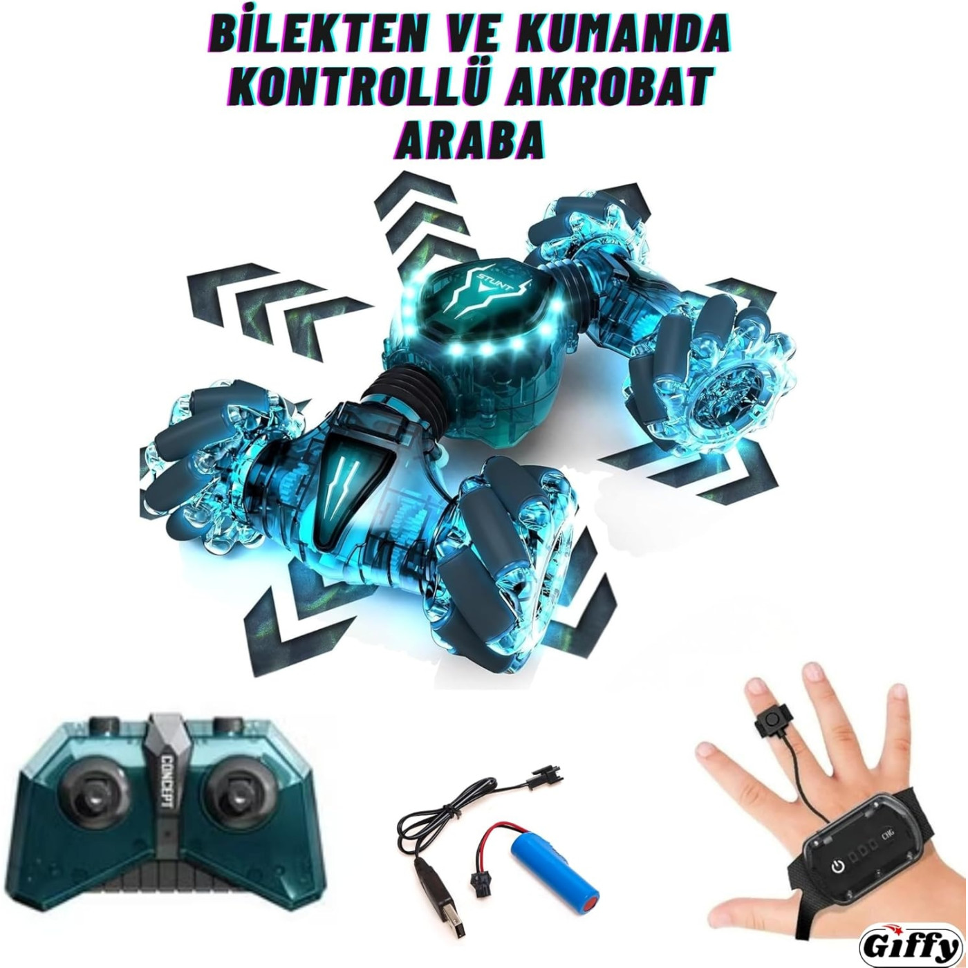 Giffy - Uzaktan ve Bilek Kumandalı Yarış Arabası - 8694359106319 - 8694359106319