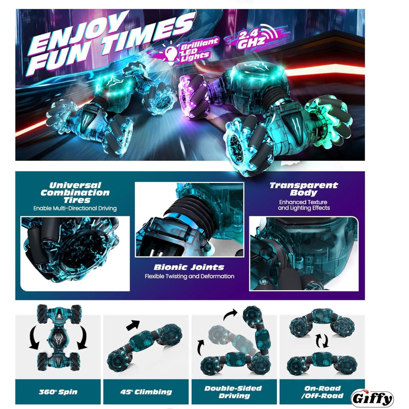 Giffy - Uzaktan ve Bilek Kumandalı Yarış Arabası - 8694359106319 - 8694359106319