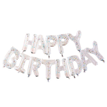 Ginger Ray - Balloon Bunting Brights Confetti Clear Foil - Happy Birthday Balon - Renkli Konfetiler Ginger Ray - Balloon Bunting Brights Confetti Clear Foil - Happy Birthday Balon - Renkli Konfetiler