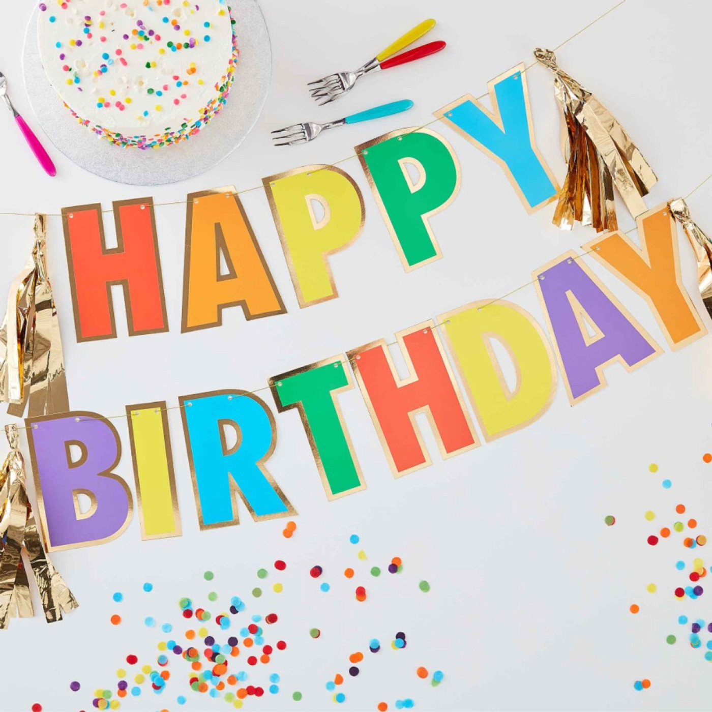 Ginger Ray - Happy Birthday Asılan Süs - Renkli - RA-936 - 5056275100124