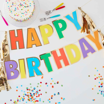 Ginger Ray - Happy Birthday Asılan Süs - Renkli Ginger Ray - Happy Birthday Asılan Süs - Renkli