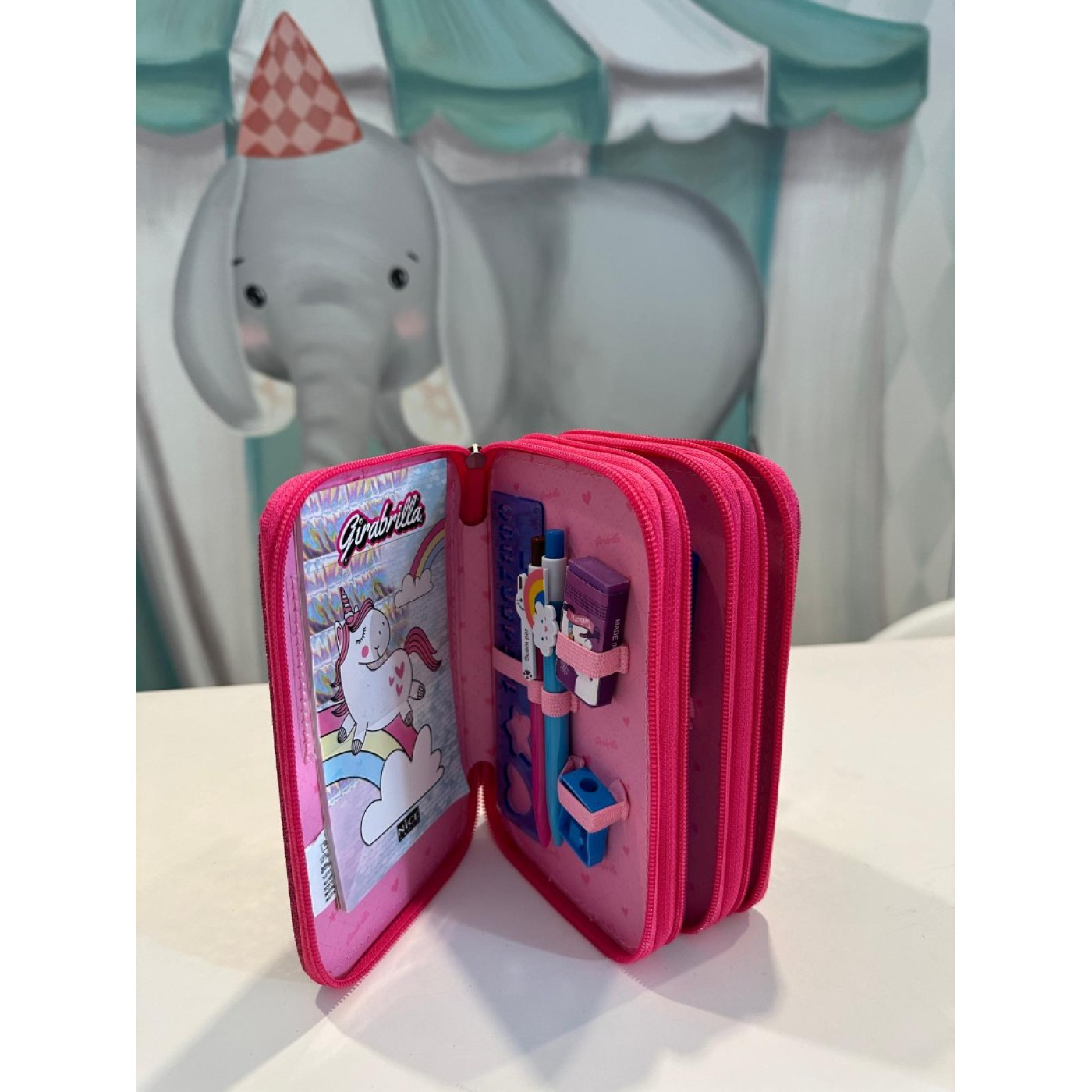 Girabrilla - Işıltılı Kalem Kutusu Koyu Pembe - 8690000003129 - 8690000003129