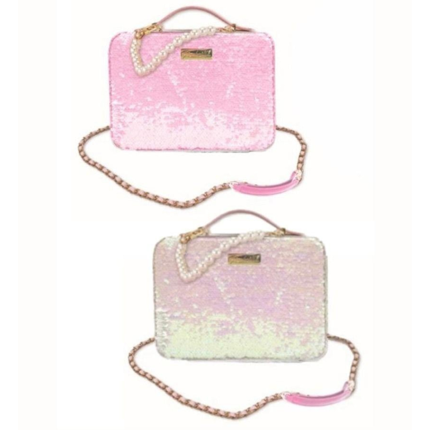 Işıltılı Bavul Makyaj Çantası Açık Pembe - 8056779191137 - 8056779191137