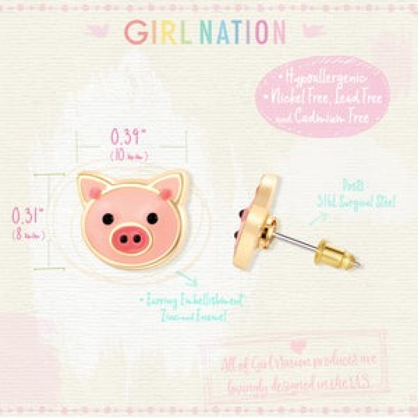 Cutie Studs / Küpe- Precious Pig - ST01158 - j535s