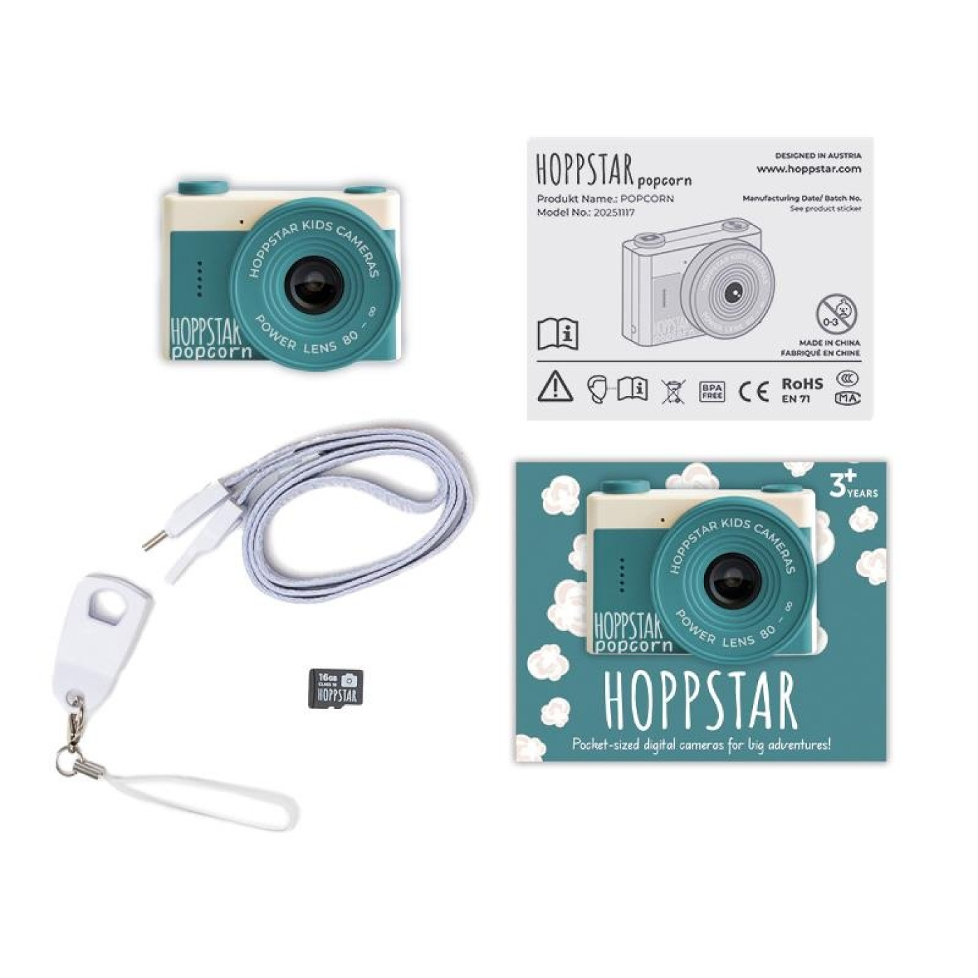 Hoppstar Popcorn Dijital Çocuk Kamerası - Bay Mint Hoppstar Popcorn Dijital Çocuk Kamerası - Bay Mint