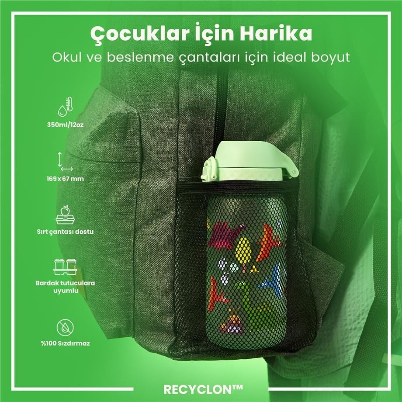 ION8 - Çocuk Suluk - Dinozorlar- 350 ml - Sızdırmaz - BPA İçermeyen ION8 - Çocuk Suluk - Dinozorlar- 350 ml - Sızdırmaz - BPA İçermeyen