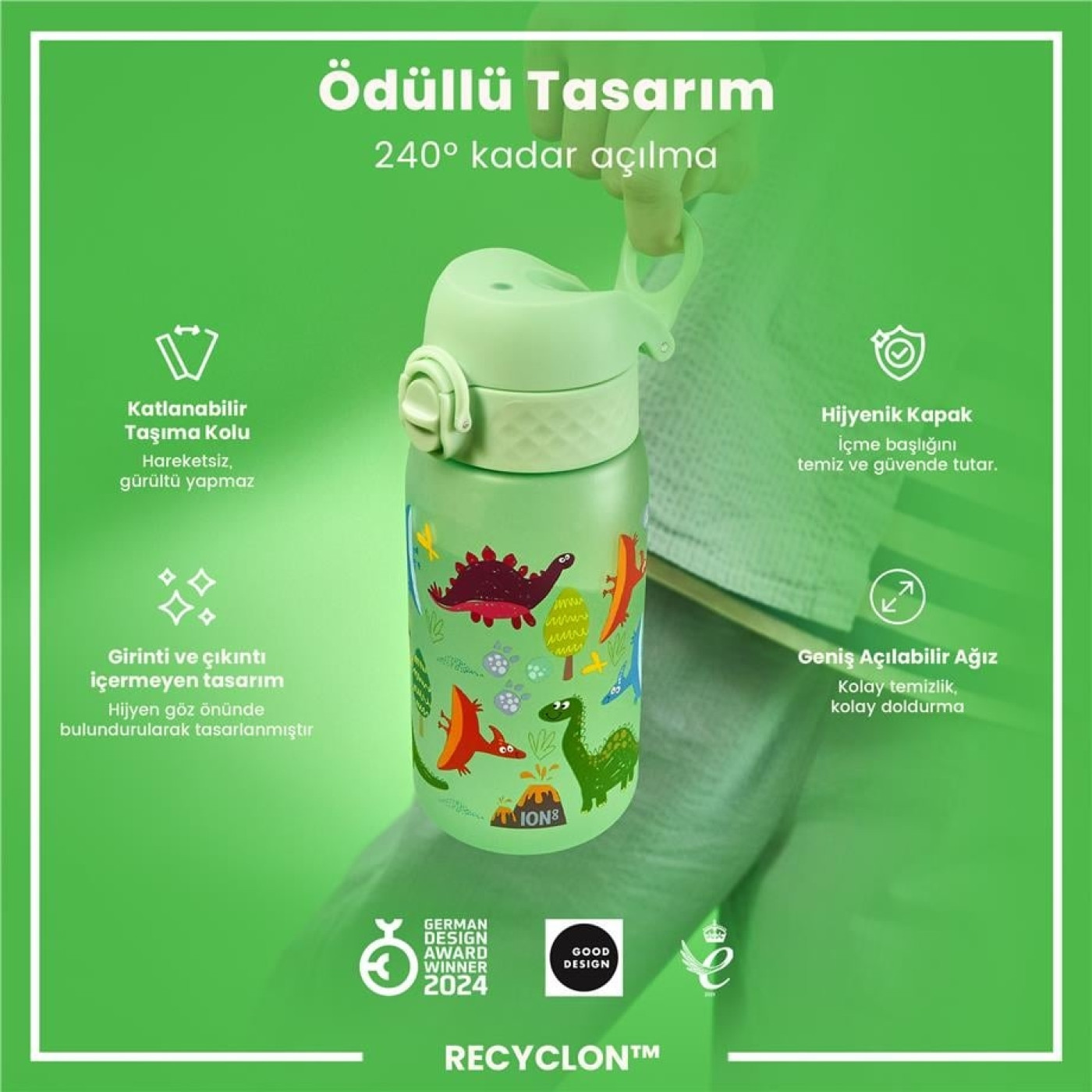 ION8 - Çocuk Suluk - Dinozorlar- 350 ml - Sızdırmaz - BPA İçermeyen ION8 - Çocuk Suluk - Dinozorlar- 350 ml - Sızdırmaz - BPA İçermeyen