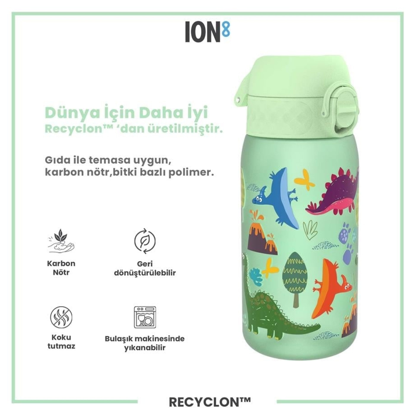 ION8 - Çocuk Suluk - Dinozorlar- 350 ml - Sızdırmaz - BPA İçermeyen ION8 - Çocuk Suluk - Dinozorlar- 350 ml - Sızdırmaz - BPA İçermeyen