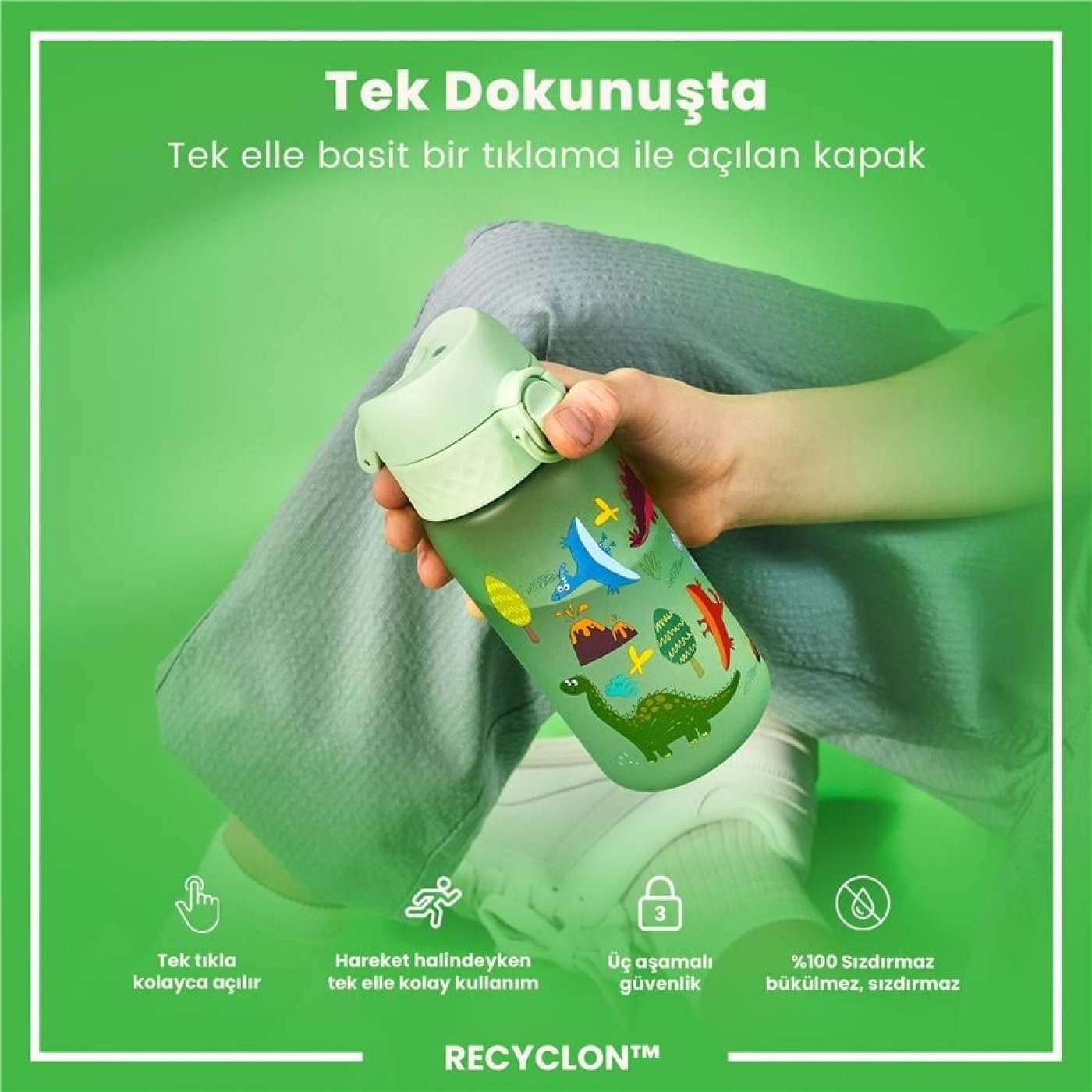 ION8 - Çocuk Suluk - Dinozorlar- 350 ml - Sızdırmaz - BPA İçermeyen ION8 - Çocuk Suluk - Dinozorlar- 350 ml - Sızdırmaz - BPA İçermeyen