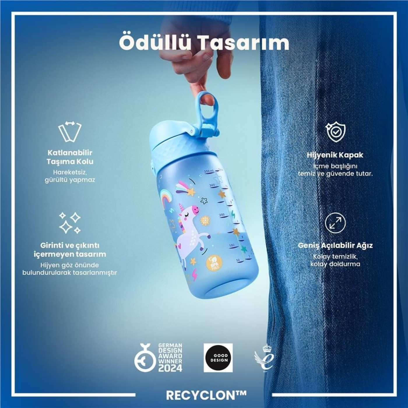 ION8 - Çocuk Suluk - Mavi Unicorn- 350 ml - Sızdırmaz - BPA İçermeyen ION8 - Çocuk Suluk - Mavi Unicorn- 350 ml - Sızdırmaz - BPA İçermeyen