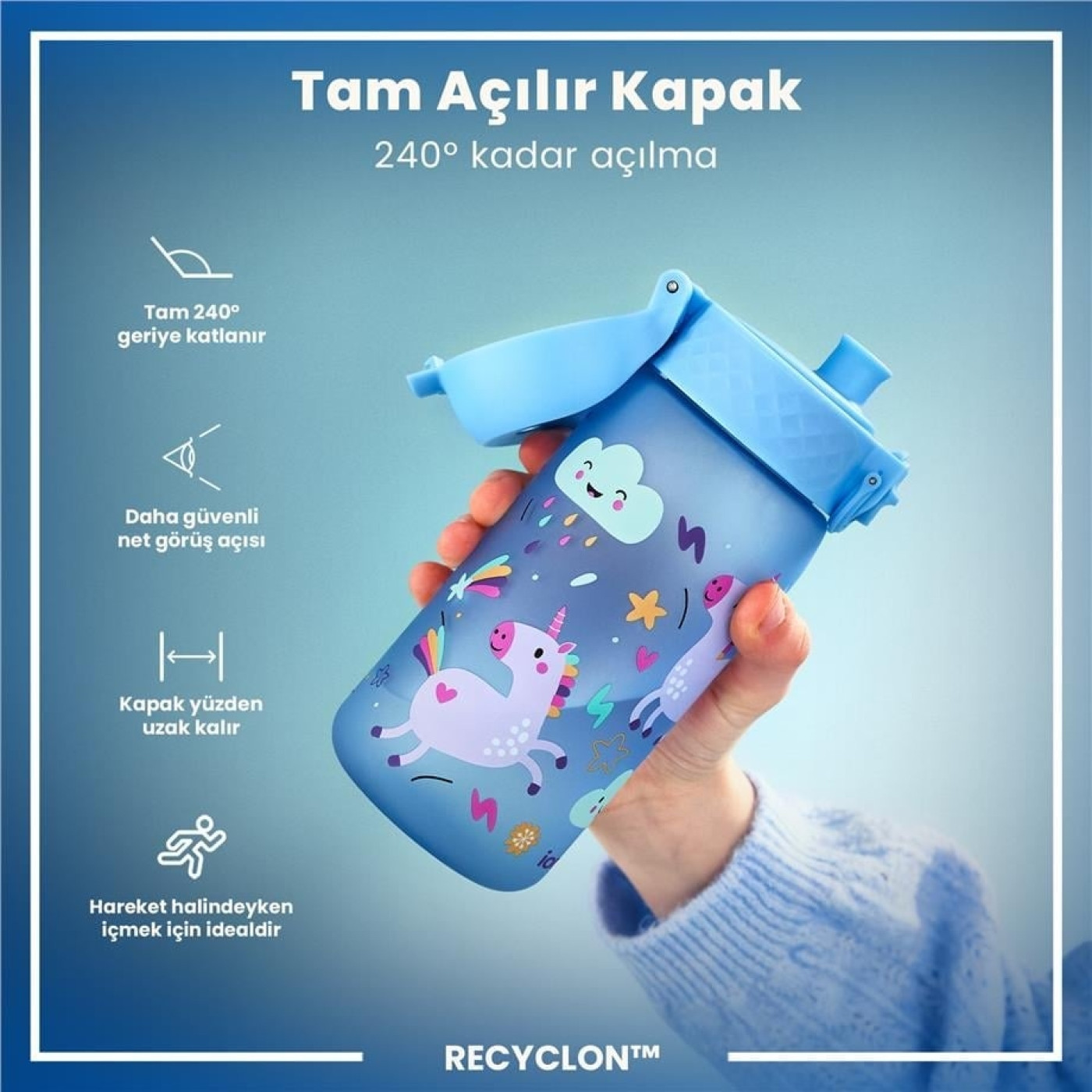 ION8 - Çocuk Suluk - Mavi Unicorn- 350 ml - Sızdırmaz - BPA İçermeyen ION8 - Çocuk Suluk - Mavi Unicorn- 350 ml - Sızdırmaz - BPA İçermeyen