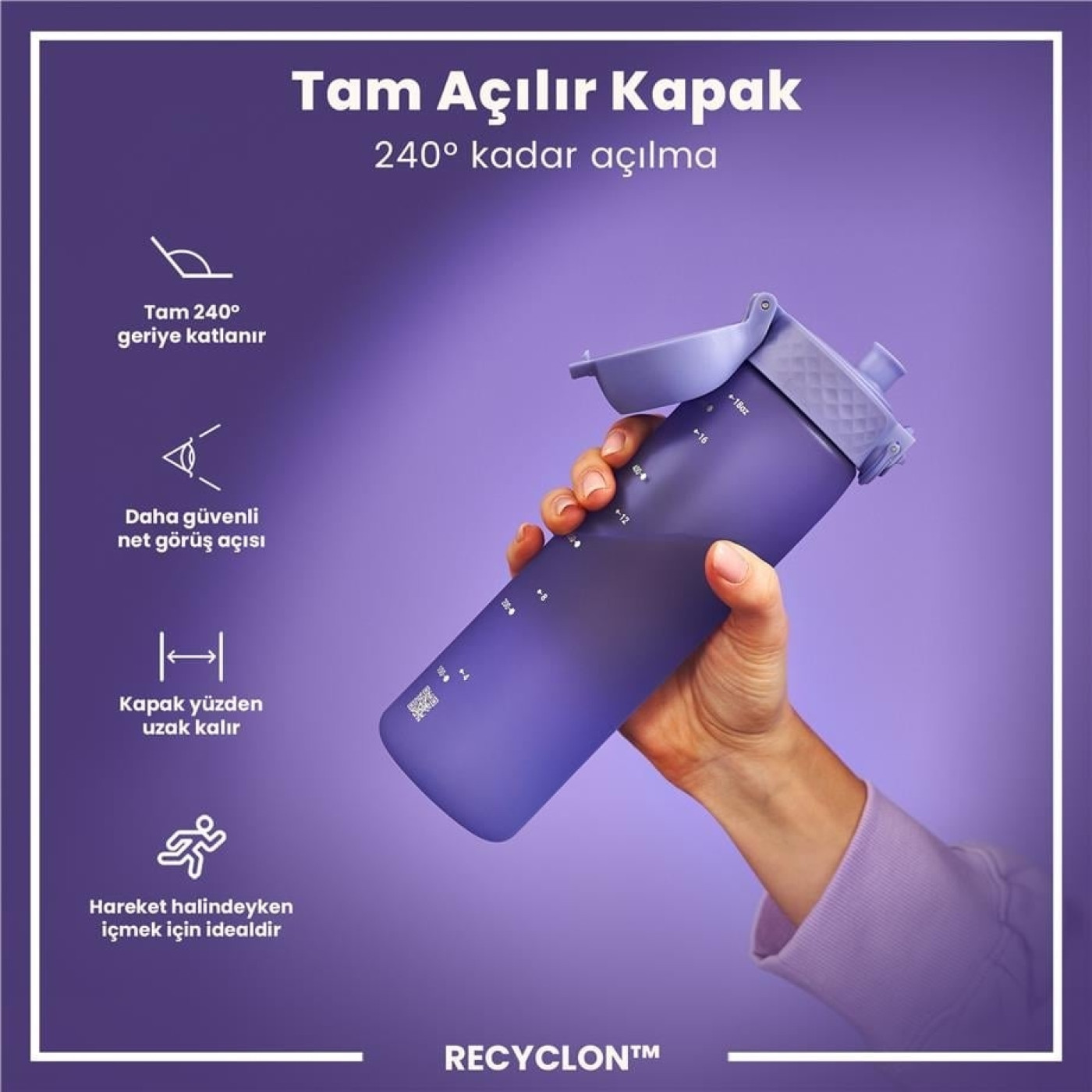 ION8 - İnce Suluk - Açık Mor - 500 ml - Sızdırmaz - BPA İçermeyen ION8 - İnce Suluk - Açık Mor - 500 ml - Sızdırmaz - BPA İçermeyen