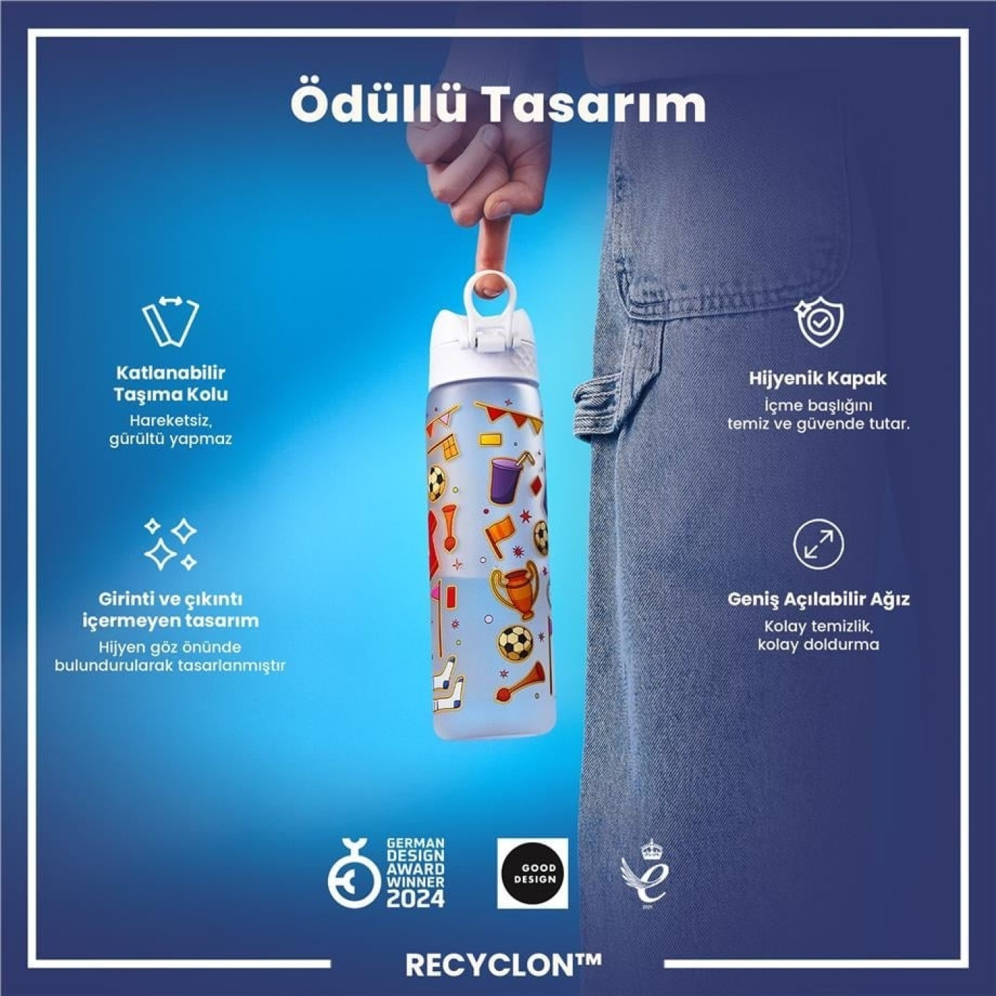 ION8 - İnce Suluk - Futbol - 500 ml - Sızdırmaz - BPA İçermeyen ION8 - İnce Suluk - Futbol - 500 ml - Sızdırmaz - BPA İçermeyen