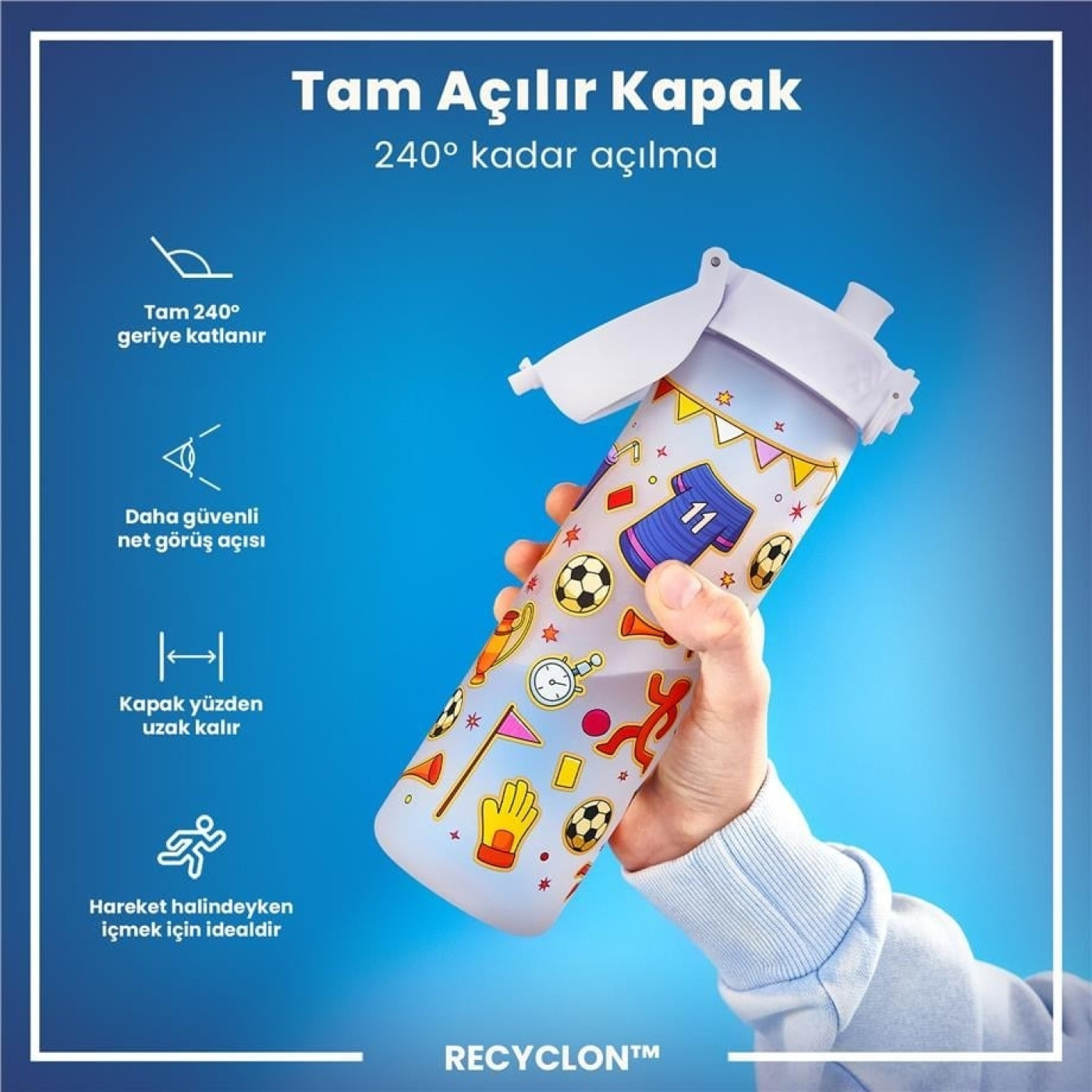 ION8 - İnce Suluk - Futbol - 500 ml - Sızdırmaz - BPA İçermeyen ION8 - İnce Suluk - Futbol - 500 ml - Sızdırmaz - BPA İçermeyen