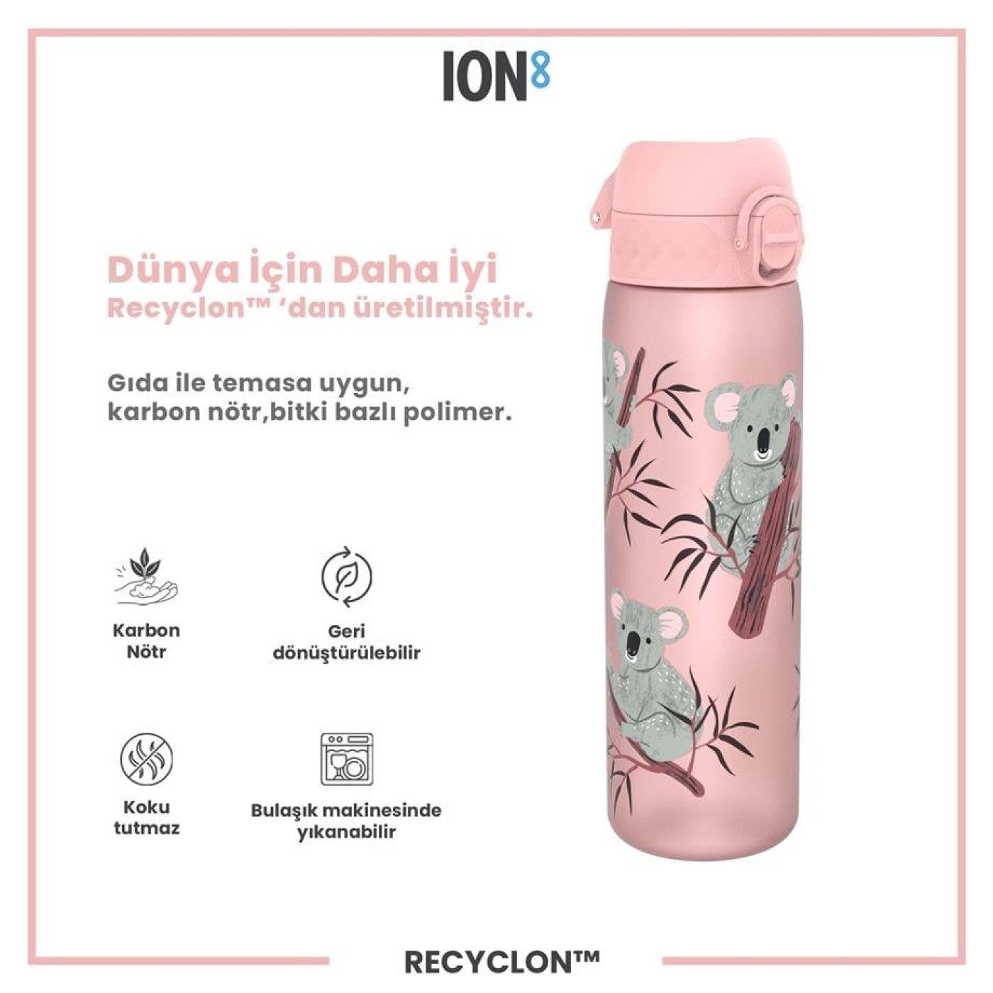 ION8 - İnce Suluk - Koala - 500 ml - Sızdırmaz - BPA İçermeyen