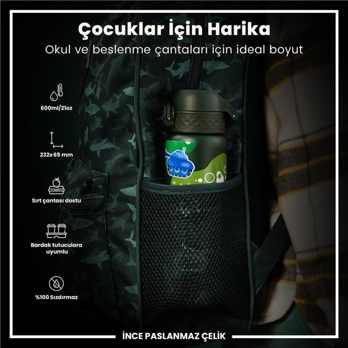 ION8 - Paslanmaz Çelik İnce Suluk - Tanklar - 600 ml - Sızdırmaz ION8 - Paslanmaz Çelik İnce Suluk - Tanklar - 600 ml - Sızdırmaz