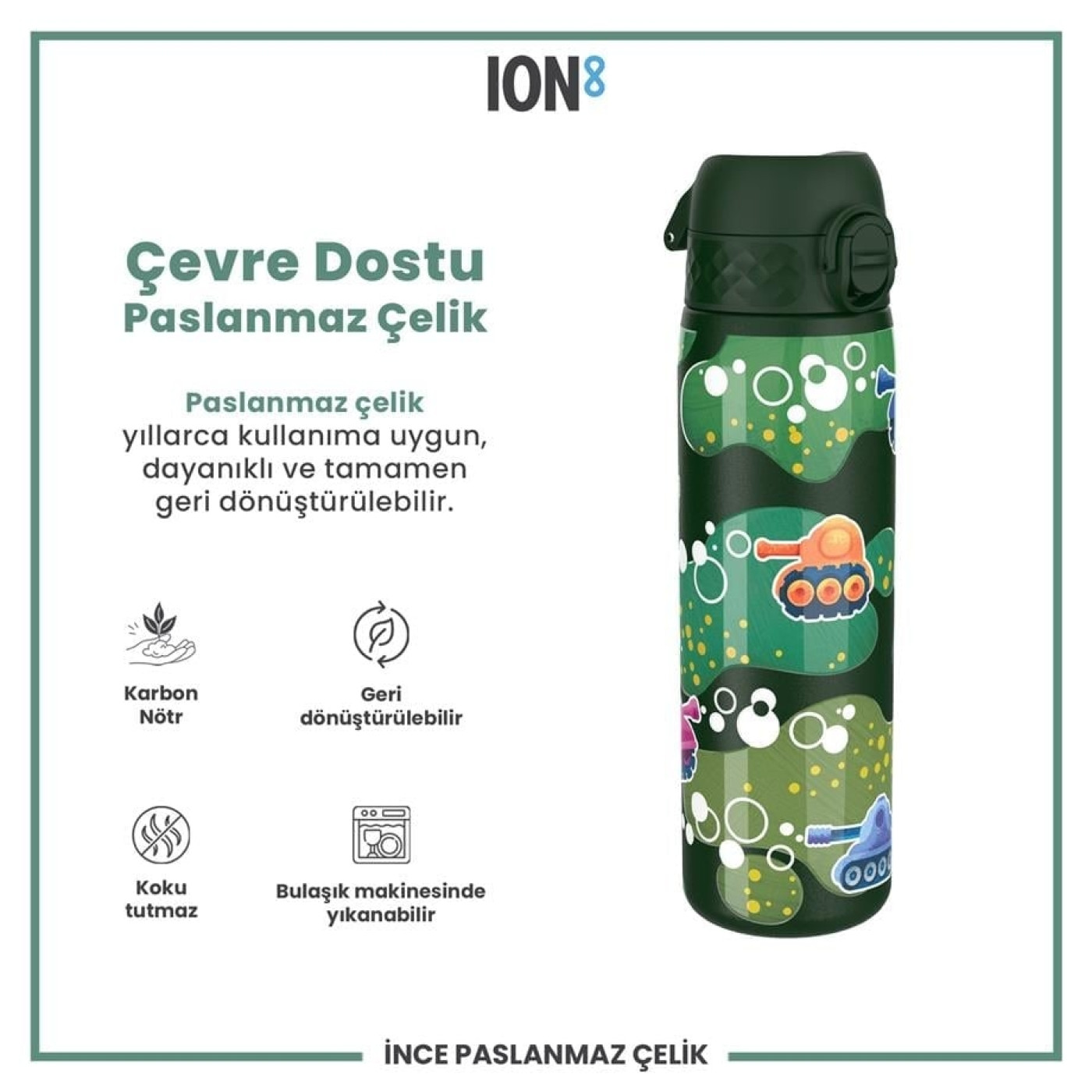 ION8 - Paslanmaz Çelik İnce Suluk - Tanklar - 600 ml - Sızdırmaz ION8 - Paslanmaz Çelik İnce Suluk - Tanklar - 600 ml - Sızdırmaz