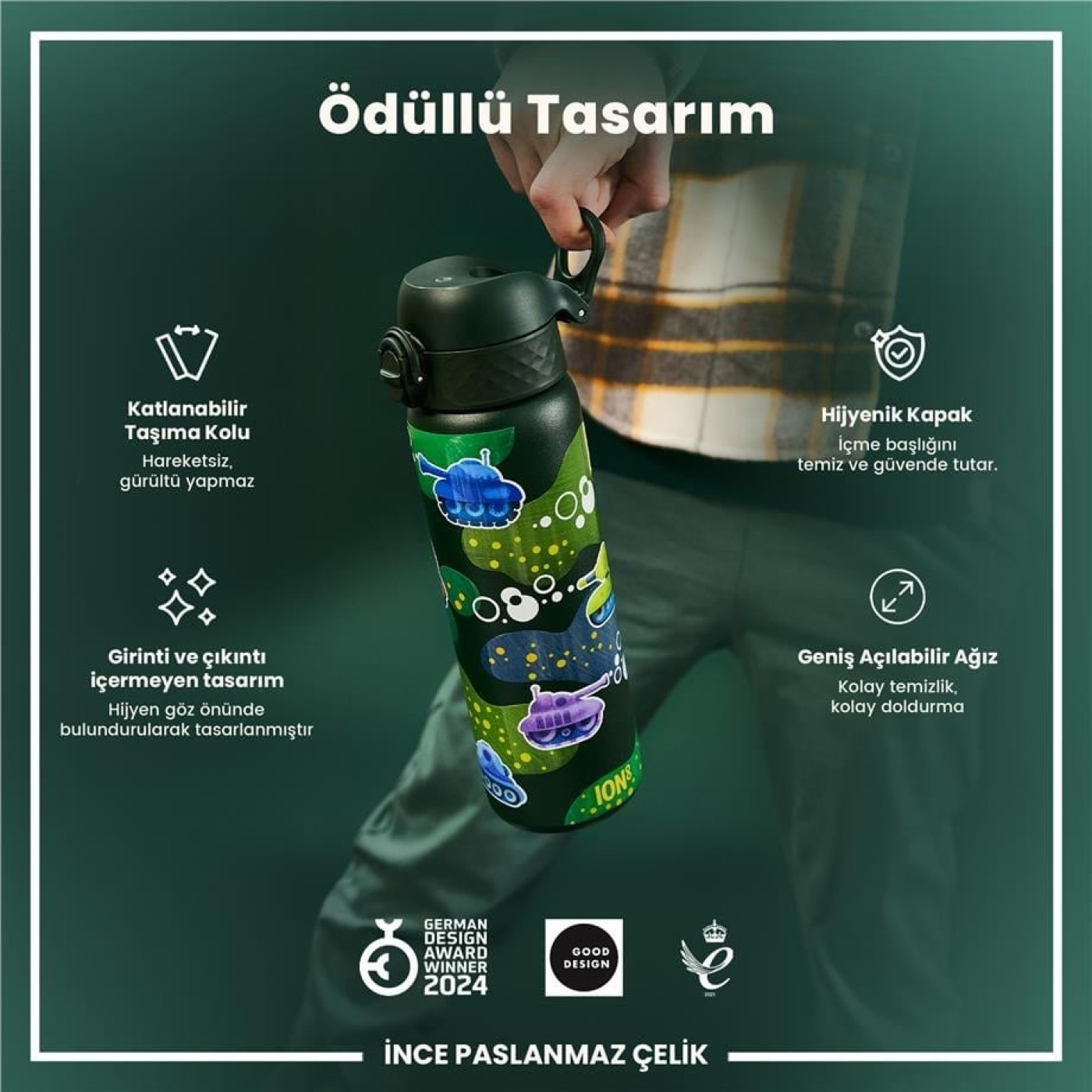 ION8 - Paslanmaz Çelik İnce Suluk - Tanklar - 600 ml - Sızdırmaz ION8 - Paslanmaz Çelik İnce Suluk - Tanklar - 600 ml - Sızdırmaz