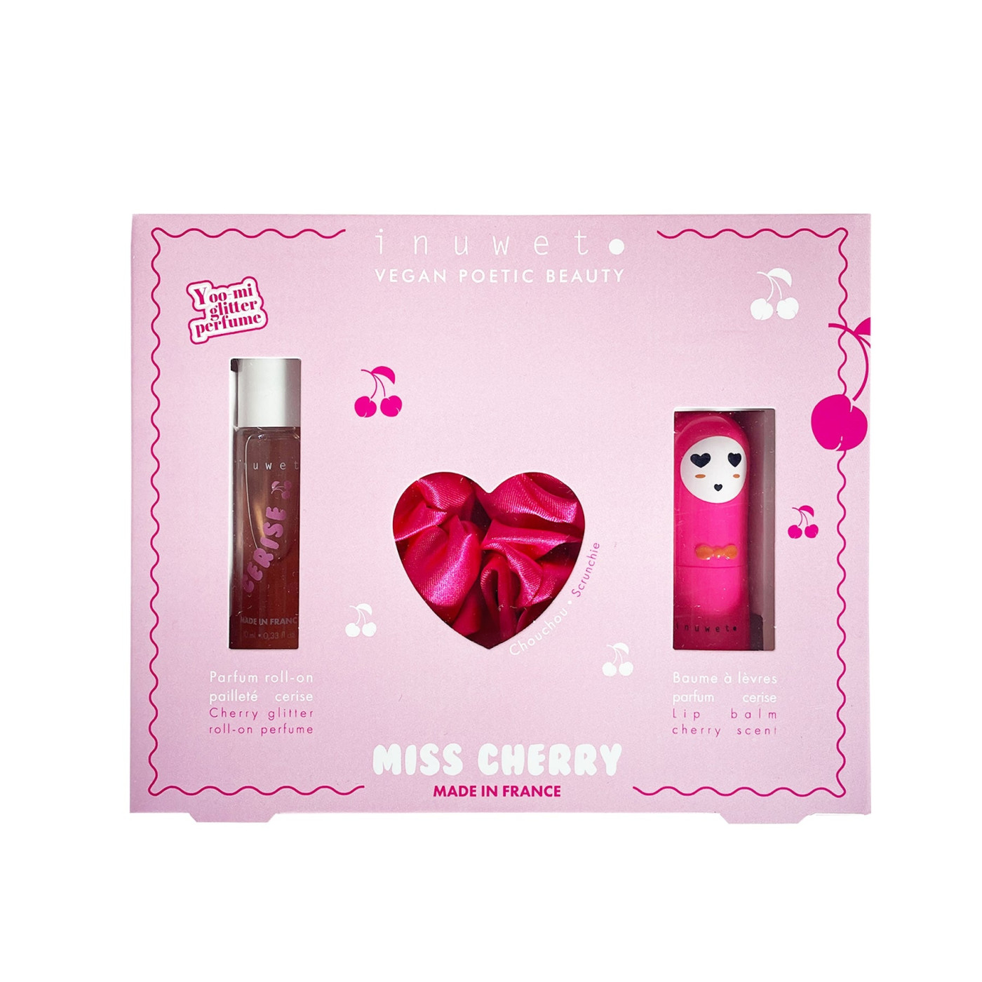 Inuwet Miss Cherry Set -Pembe Saç Tokası, Kiraz Kokulu Parfüm ve Kiraz Aromalı Dudak Nemlendiricisi - 3760217140995 - 3760217140995