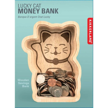 Kikkerland - Ahşap Kedi Kumbara