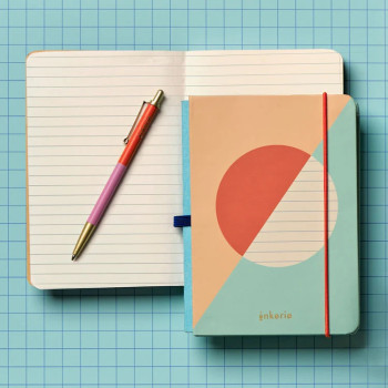 Kikkerland - İnkerie Çizgili Mini Defter ve Kalem Seti