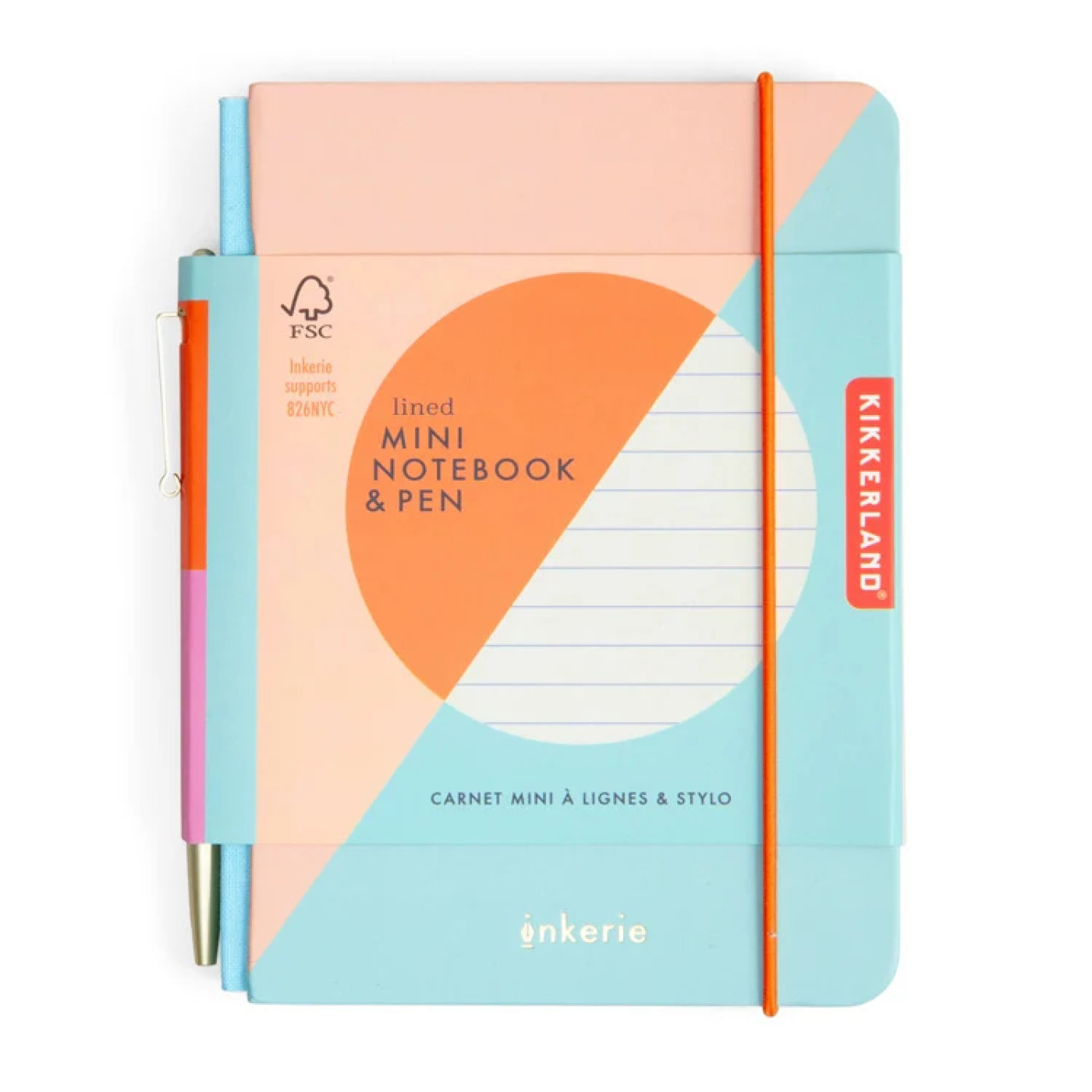 Kikkerland Kikkerland - İnkerie Çizgili Mini Defter ve Kalem Seti - Defter/Günlük/Not Kağıdı/Mektup Setleri Görseli