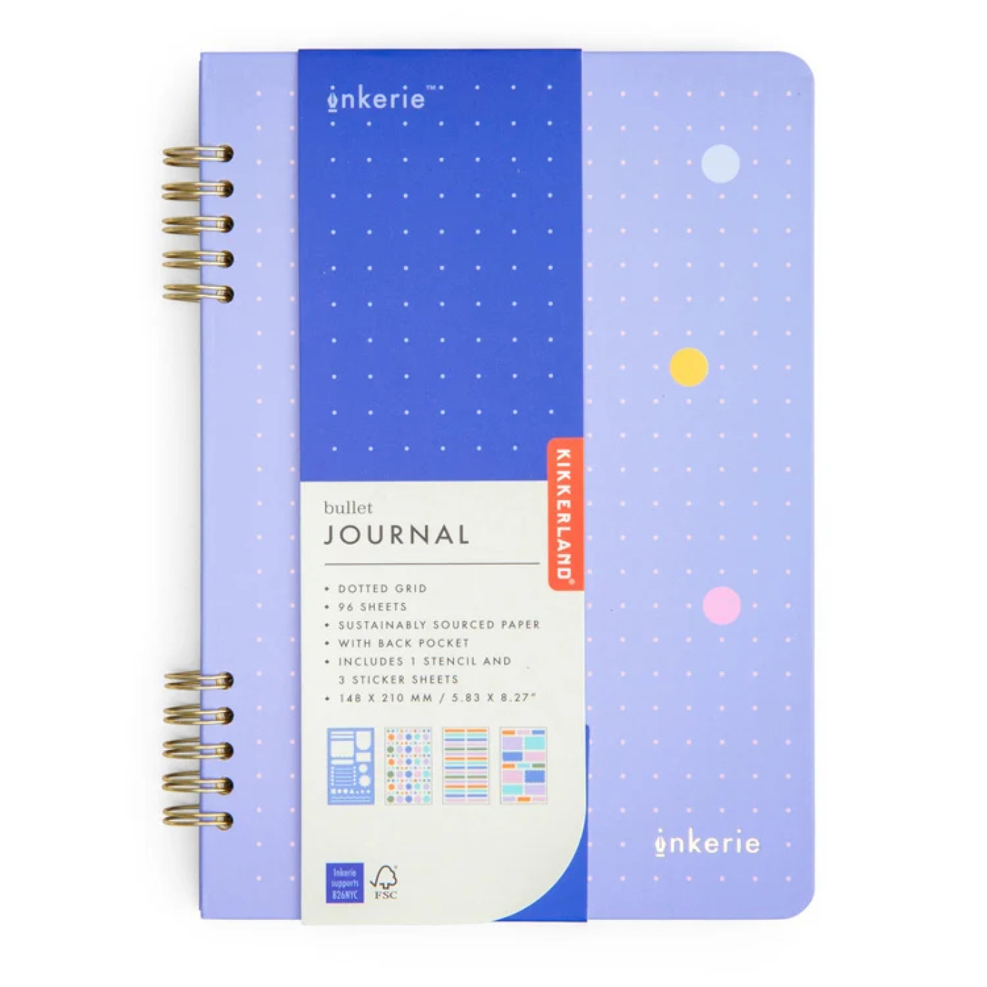 Kikkerland Kikkerland İnkerie Noktalı A5 Telli Bullet Journal Seti - Defter/Günlük/Not Kağıdı/Mektup Setleri Görseli