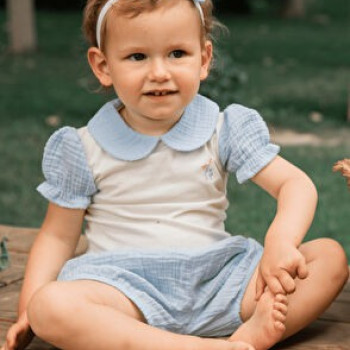 Flora Mavi/Ekru 2'Li Kız Bebek Seti Flora Mavi/Ekru 2'Li Kız Bebek Seti