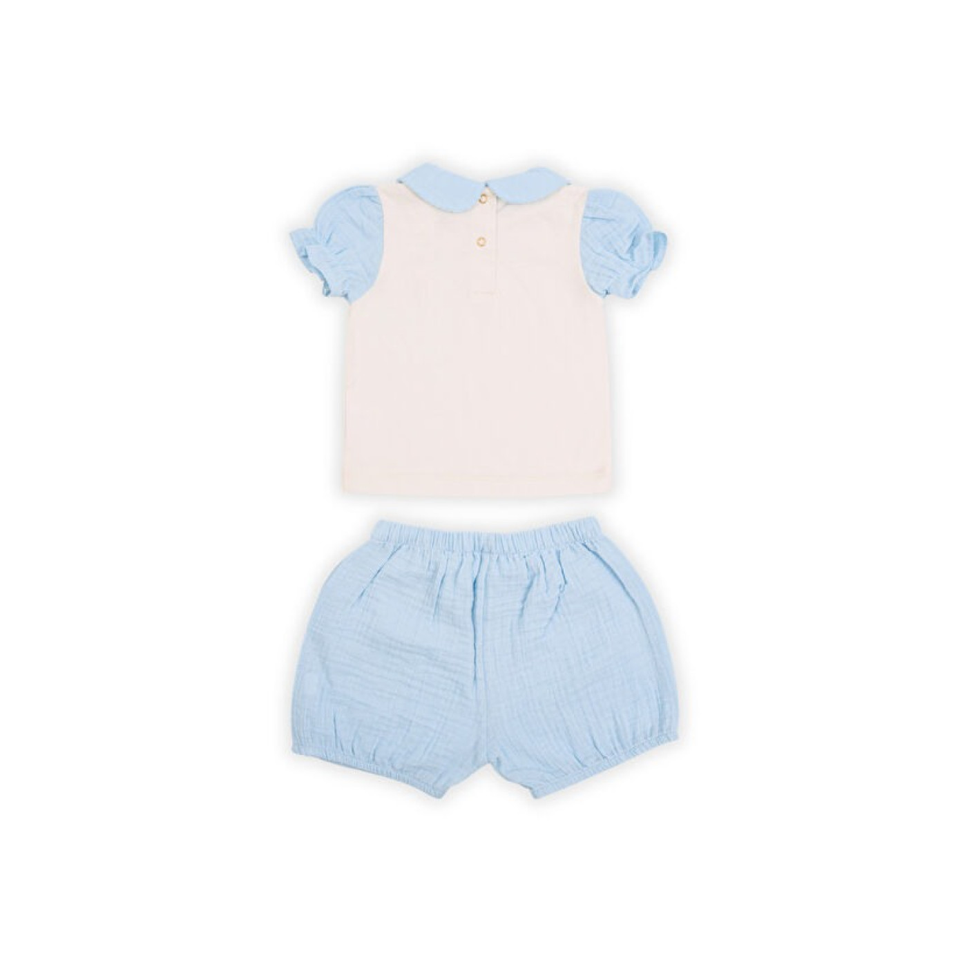 Flora Mavi/Ekru 2Li Kız Bebek Seti - LL-FLORALM-04 - 8684278026027