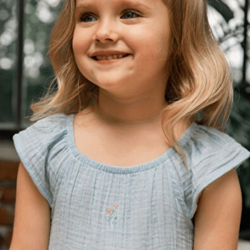 Lou Lou - Olivia Mavi Müslin Kız Çocuk Elbise