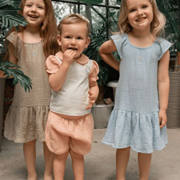 Lou Lou - Olivia Mavi Müslin Kız Çocuk Elbise