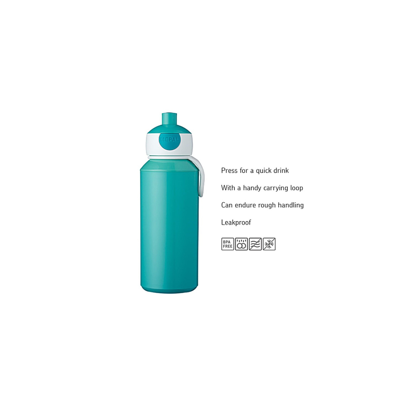Drinking Bottle Pop-Up Campus 400 Ml - Turquoise - 107410012200 - 8711269946887