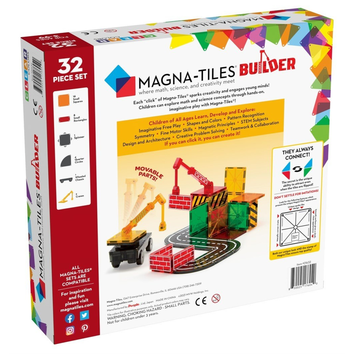 Magna-Tiles - İnşaat - 32 Parça - 21632 - 850025176040