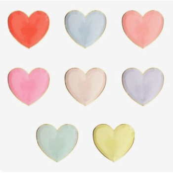 Meri Meri - Party Palette Heart Plates - Renkli Kalp Tabaklar - S Meri Meri - Party Palette Heart Plates - Renkli Kalp Tabaklar - S