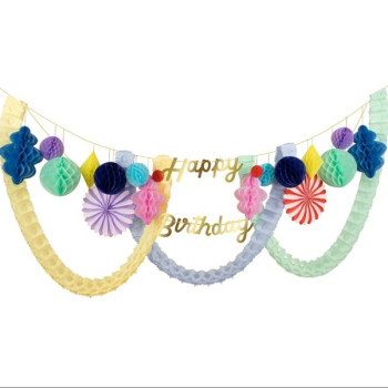 Meri Meri - Happy Birthday Honeycomb Garland - Happy Birthday Petekli Asılan Süs Meri Meri - Happy Birthday Honeycomb Garland - Happy Birthday Petekli Asılan Süs