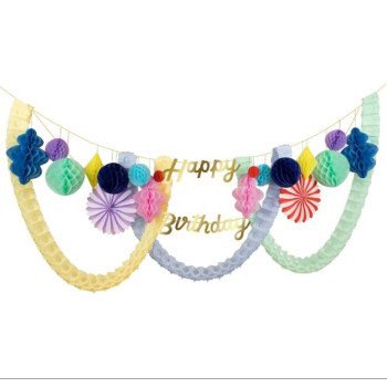 Meri Meri - Happy Birthday Honeycomb Garland - Happy Birthday Petekli Asılan Süs Meri Meri - Happy Birthday Honeycomb Garland - Happy Birthday Petekli Asılan Süs