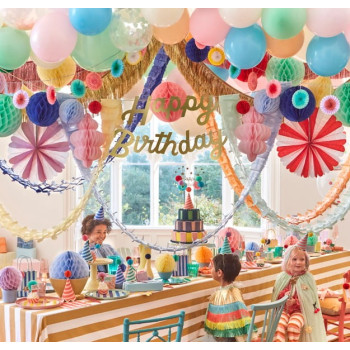 Meri Meri - Happy Birthday Honeycomb Garland - Happy Birthday Petekli Asılan Süs Meri Meri - Happy Birthday Honeycomb Garland - Happy Birthday Petekli Asılan Süs