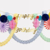 Meri Meri - Happy Birthday Honeycomb Garland - Happy Birthday Petekli Asılan Süs