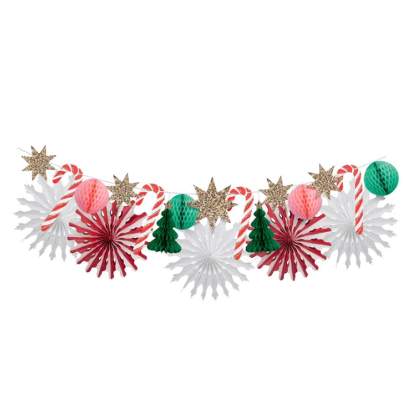 Meri Meri - Xmas Honeycomb Garland - Yeni Yıl Petekli Asılan Süs - 224874 - 636997278339