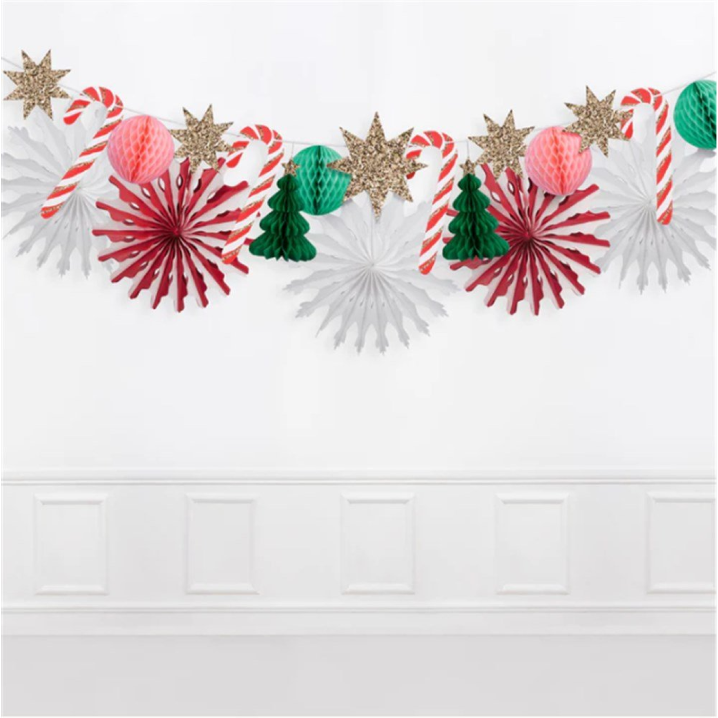 Meri Meri - Xmas Honeycomb Garland - Yeni Yıl Petekli Asılan Süs - 224874 - 636997278339