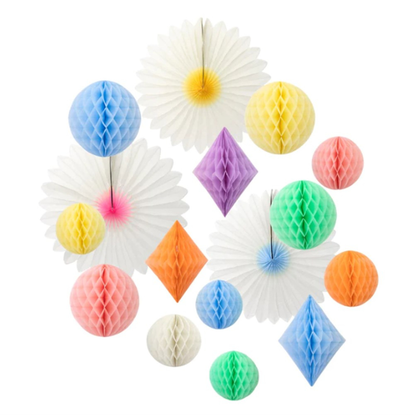 Meri Meri Meri Meri - Pastel Honeycomb Decoration Kit - Pastel Petek Dekor Kiti - 16lı - Doğum Günü Konseptleri Görseli