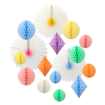 Meri Meri - Pastel Honeycomb Decoration Kit - Pastel Petek Dekor Kiti - 16lı