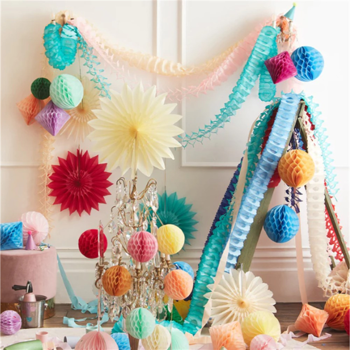 Meri Meri Meri Meri - Pastel Honeycomb Decoration Kit - Pastel Petek Dekor Kiti - 16lı - Doğum Günü Konseptleri Görseli