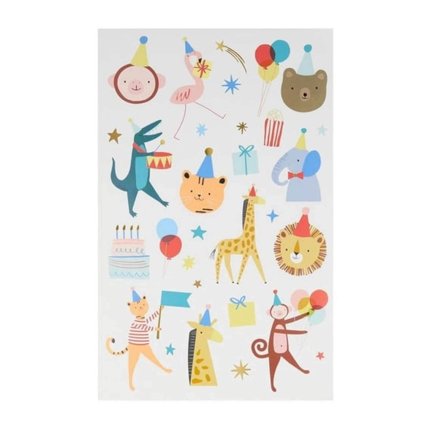 Meri Meri - Animal Parade Tattoo Sheet - Hayvan Geçit Töreni Geçici Dövmeler - 2Li - 267574 - 636997280653