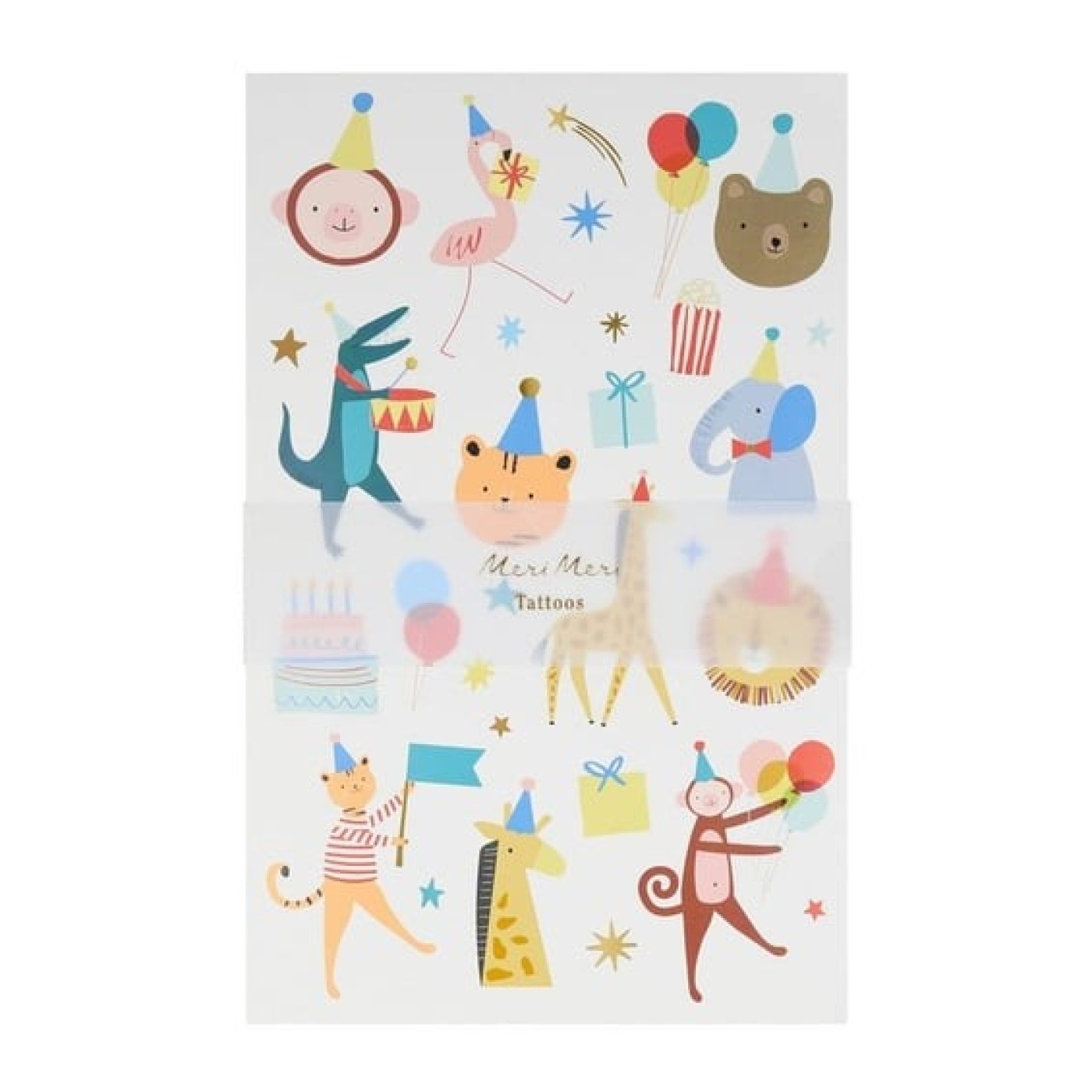 Meri Meri - Animal Parade Tattoo Sheet - Hayvan Geçit Töreni Geçici Dövmeler - 2Li - 267574 - 636997280653