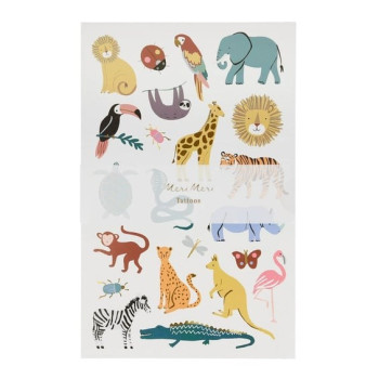 Meri Meri - Wild Animals Tattoo Sheet - Vahşi Hayvanlar Geçici Dövmeleri - 2'li