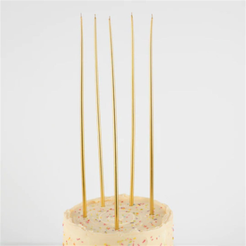 Meri Meri - Gold Tall Tapered Candles - Altın Uzun Mumlar - 12'li