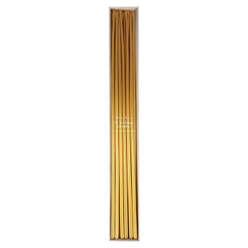 Meri Meri - Gold Tall Tapered Candles - Altın Uzun Mumlar - 12'li